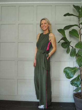 Cherisse Sleeveless, Wide Leg Jumpsuit with Contrasting Side Stripe - 4 Colour ways