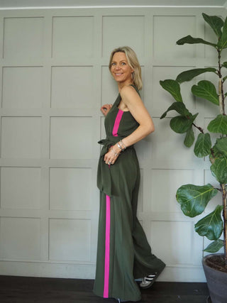 Cherisse Sleeveless, Wide Leg Jumpsuit with Contrasting Side Stripe - 4 Colour ways