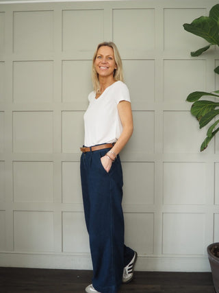 Columbine Silky Soft V Neck T Shirt by Soaked - Black, Off White