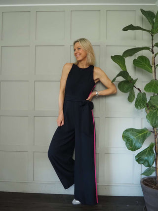 Cherisse Sleeveless, Wide Leg Jumpsuit with Contrasting Side Stripe - 4 Colour ways