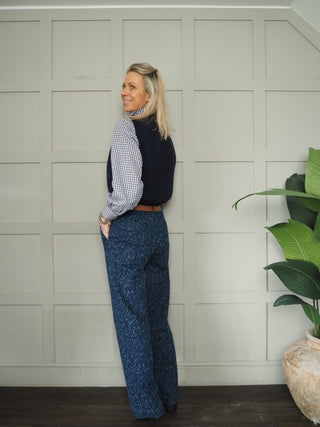 Bykanilla Wide Leg Textured Trousers by B-Young - Denim Blue