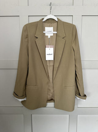 Barcelona Blazer with Fold Up Sleeves by Soaked - Fawn