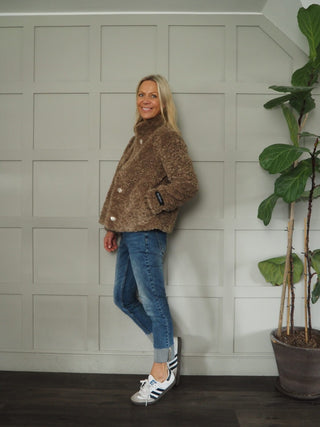 Kion Soft Faux Fur Jacket with High Neck by Rino &amp; Pelle - Brown