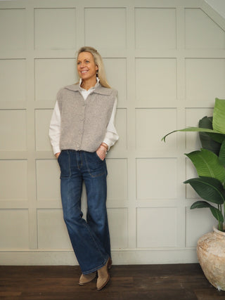 Marnie Mohair Mix Sleeveless Cardigan - Grey