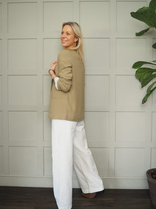 Barcelona Blazer with Fold Up Sleeves by Soaked - Fawn