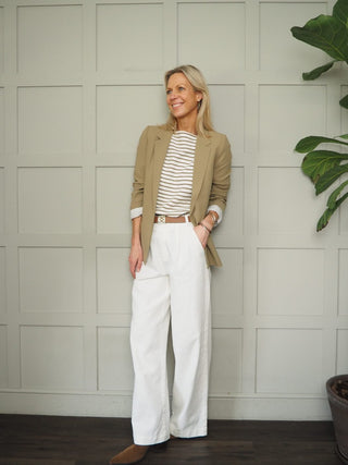 Barcelona Blazer with Fold Up Sleeves by Soaked - Fawn