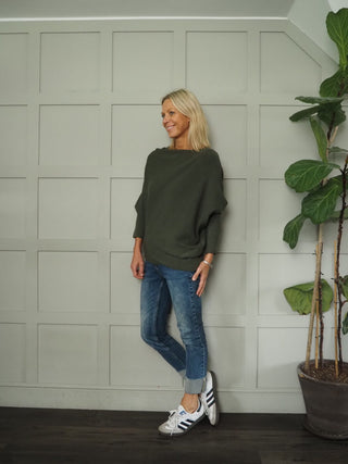 Rodeo Batwing On/Off The Shoulder Jumper - Cornflower Blue, Khaki, Navy Blue, Orange, Pink