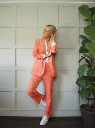 Chrisanne Single-Breasted, Corduroy, Lined Blazer by Part Two - Coral, Ecru, Walnut