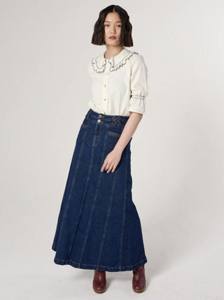 Willow Midi A-Line Skirt by Seventy Mochi - Americana Blue