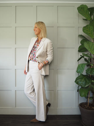 Chrisanne Single-Breasted, Corduroy, Lined Blazer by Part Two - Coral, Ecru, Walnut