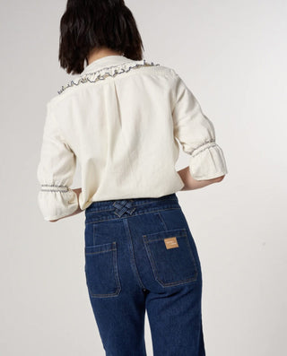 Willow Patched Pocket, High Rise Jeans with Double Waistband by Seventy Mochi - Americana
