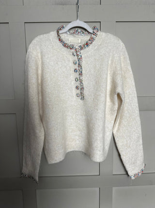Lee Jumper with Floral Details - Ecru