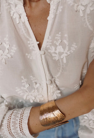 Jonah Blouse with Embroidery Detail  - Off White