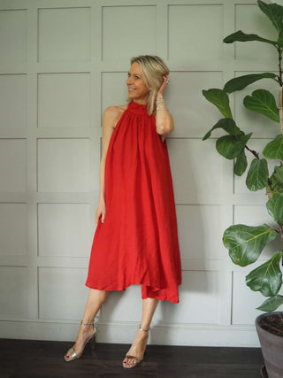 Mika Halterneck Dress with Tie Back Detail - 8 Colours