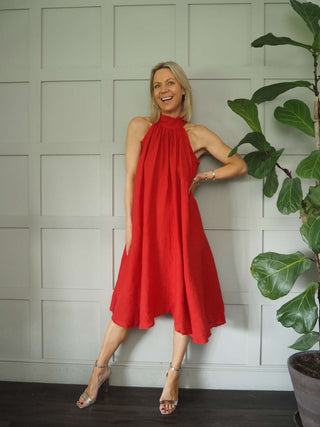 Mika Halterneck Dress with Tie Back Detail - 8 Colours