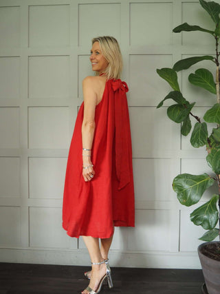 Mika Halterneck Dress with Tie Back Detail - 8 Colours