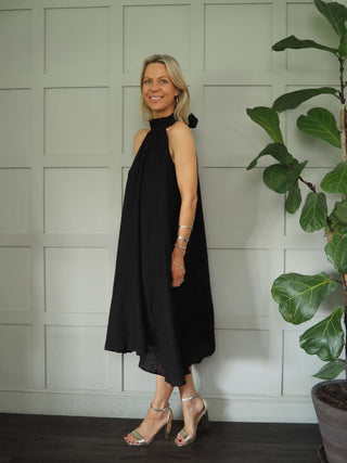 Mika Halterneck Dress with Tie Back Detail - 8 Colours