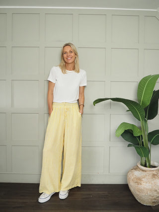 Minx Striped Wide Leg Linen Trousers - 6 Colours