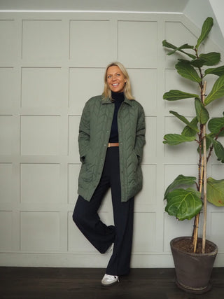 Dionne Lightweight Quilted Longline Jacket - Black, Khaki and Slate
