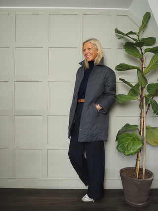 Dionne Lightweight Quilted Longline Jacket - Black, Khaki and Slate