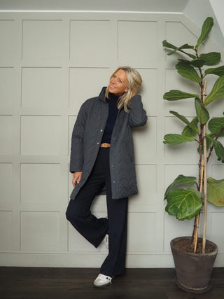 Dionne Lightweight Quilted Longline Jacket - Black, Khaki and Slate