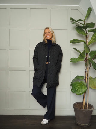 Dionne Lightweight Quilted Longline Jacket - Black, Khaki and Slate