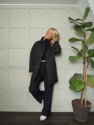 Dionne Lightweight Quilted Longline Jacket - Black, Khaki and Slate