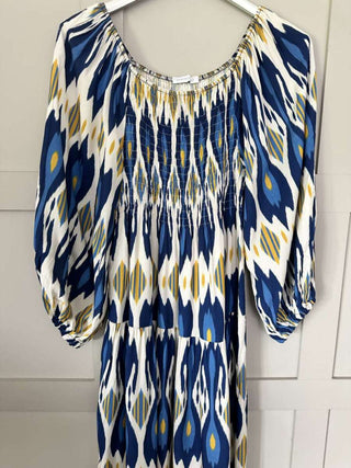 Fast Maxi Dress with Ruched Bodice - Cobalt and Navy Blue