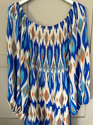 Fast Maxi Dress with Ruched Bodice - Cobalt and Navy Blue