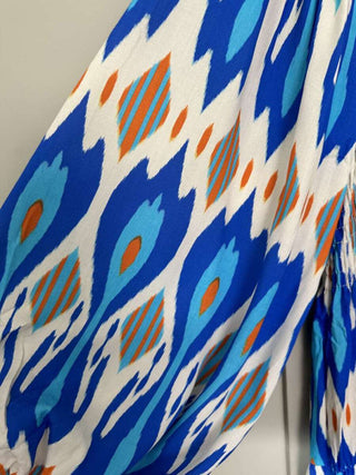 Fast Maxi Dress with Ruched Bodice - Cobalt and Navy Blue