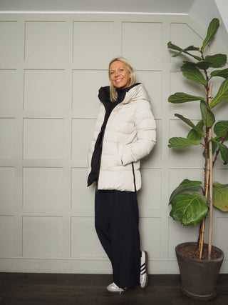 Jolanda Reversible Short Padded Coat, With High Neck &amp; Fleece Lined Pockets by Rino &amp; Pelle - Hunter/Tango and Stone/Black