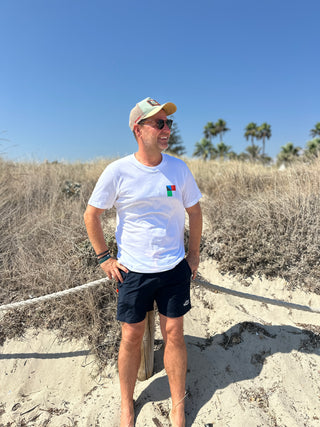 Men's Destijl Cotton T-Shirt by Loreak Mendian - Navy Blue, White both with Logo