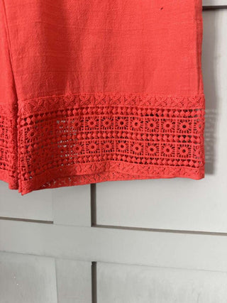 Esperanza Top &amp; Trouser Set with Crochet Detail - Coral, Navy Blue and White