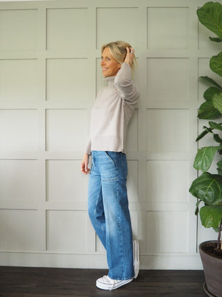 Nill Polo Neck Cashmere Mix Jumper - Mushroom