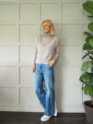 Nill Polo Neck Cashmere Mix Jumper - Mushroom