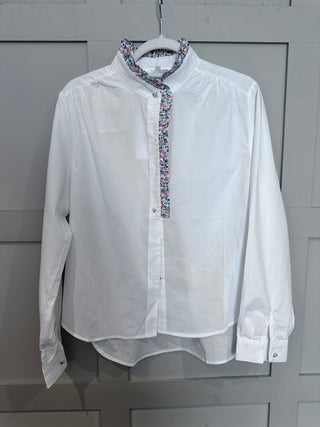 Bramham Blouse with Floral Ruffle Detail - Off White/Floral