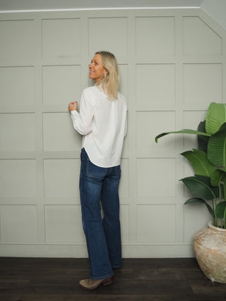 Bramham Blouse with Floral Ruffle Detail - Off White/Floral