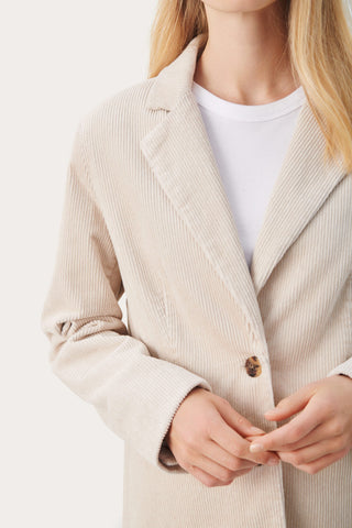 Chrisanne Single-Breasted, Corduroy, Lined Blazer by Part Two - Coral, Ecru, Walnut