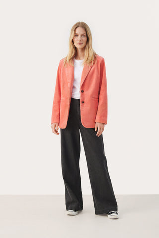 Chrisanne Single-Breasted, Corduroy, Lined Blazer by Part Two - Coral, Ecru, Walnut
