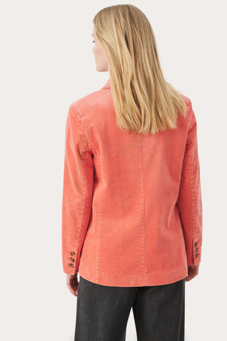 Chrisanne Single-Breasted, Corduroy, Lined Blazer by Part Two - Coral, Ecru, Walnut