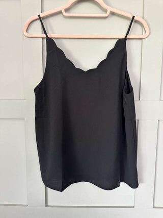 Dizzy Scalloped Neck Camisole with Spaghetti Straps - Black, Gold