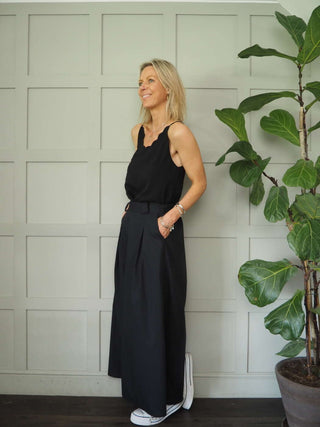 Digger Wide Leg Culotte Trousers with Pleating Details &amp; Pockets - 5 Colours