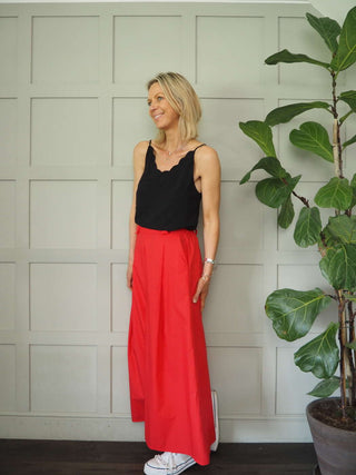 Digger Wide Leg Culotte Trousers with Pleating Details &amp; Pockets - 5 Colours