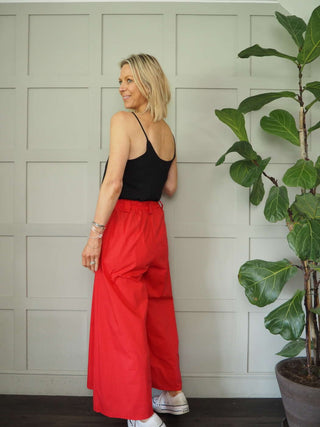 Digger Wide Leg Culotte Trousers with Pleating Details &amp; Pockets - 5 Colours