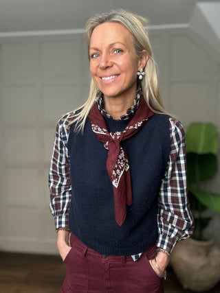 Loui Cotton Scarf by Part Two - Burgundy/Off White