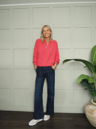 Joey Button Front Jumper - 8 Colours