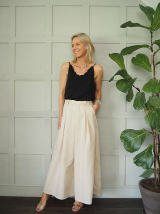 Digger Wide Leg Culotte Trousers with Pleating Details &amp; Pockets - 5 Colours