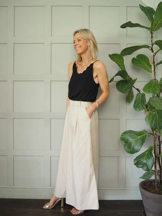Digger Wide Leg Culotte Trousers with Pleating Details &amp; Pockets - 5 Colours