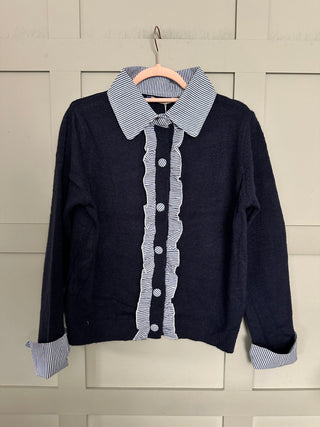 Burghley Shirt Cardigan - Navy Blue
