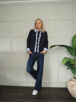 Burghley Shirt Cardigan - Navy Blue